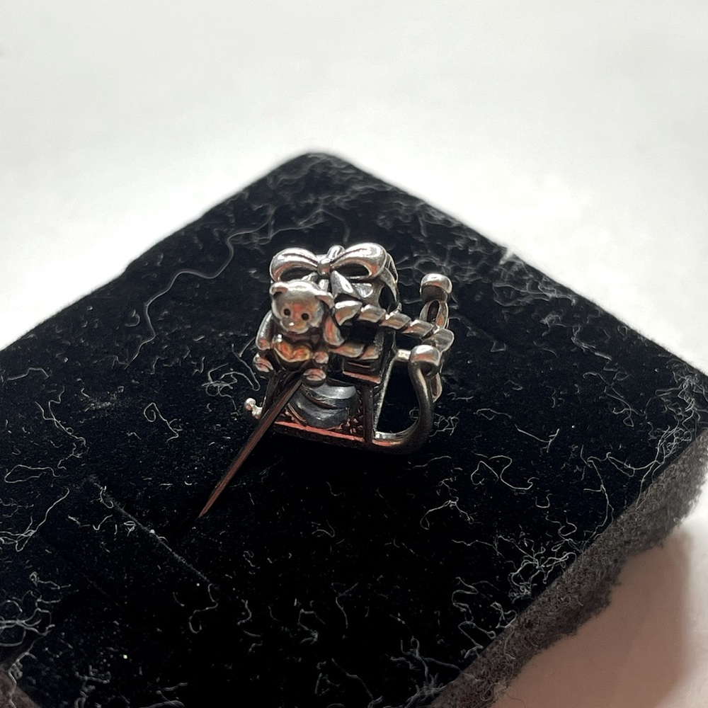 Pandora sleigh charm, sterling silver with 14k gold heart